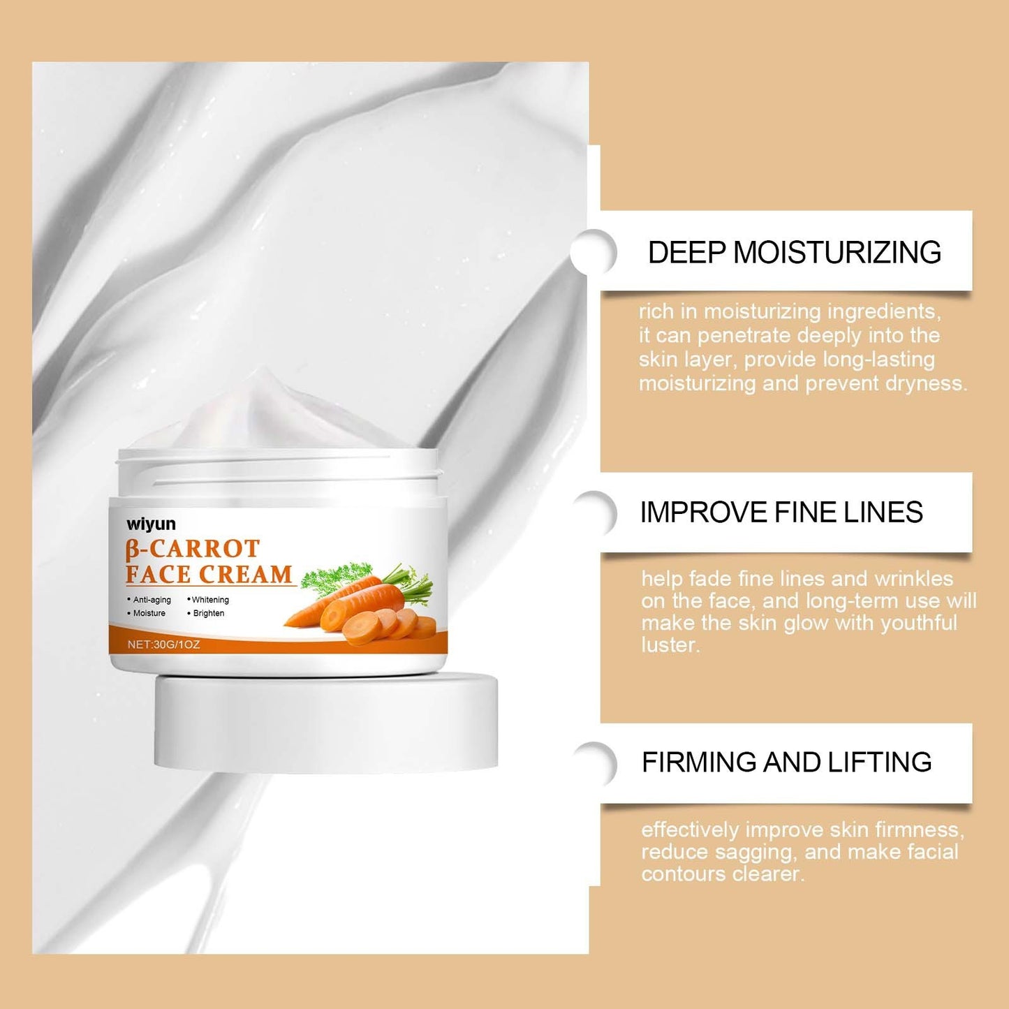 Crème raffermissante du visage à la carotte Vitamine C