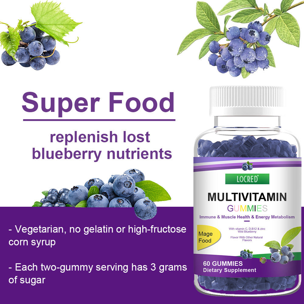 Gummies aux myrtilles - Vitamine D, C, B12 er Zinc - Super Aliment
