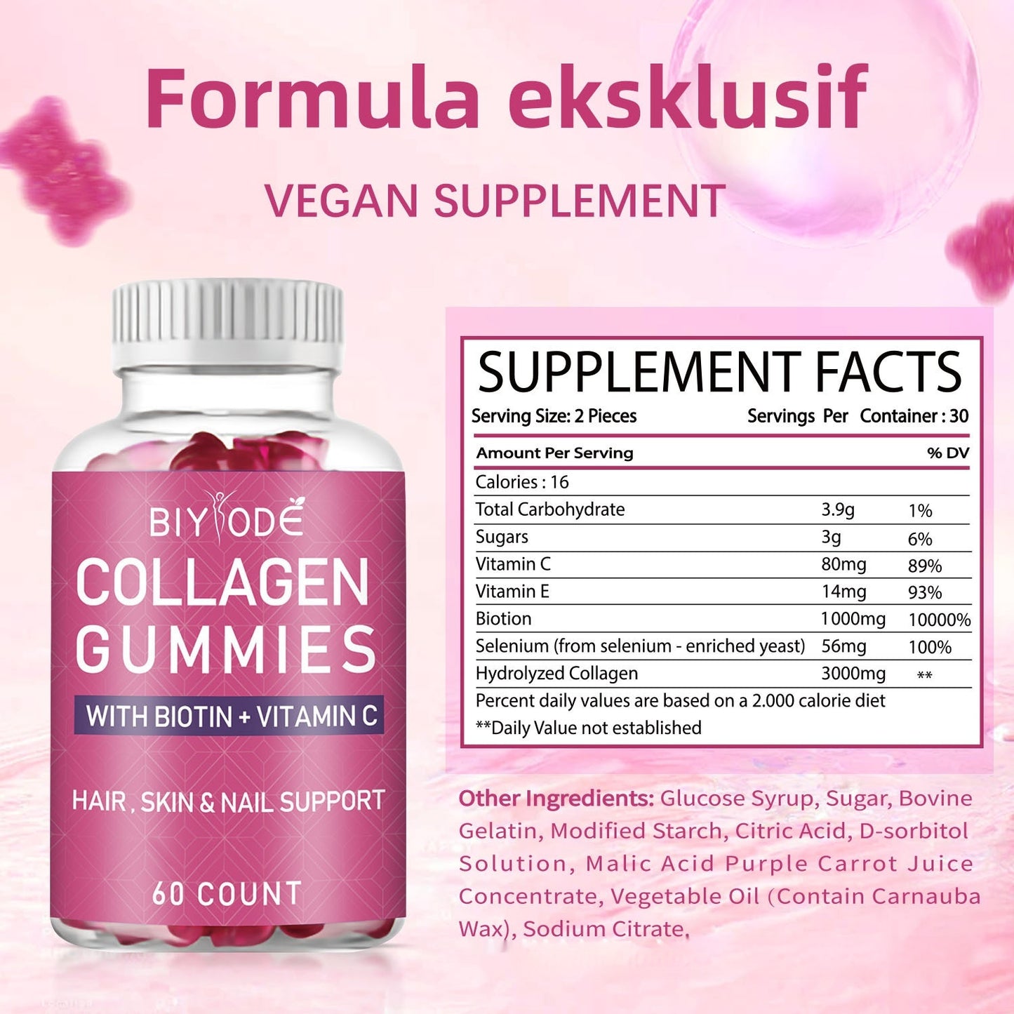 Gummies  blanchissants au collagène et à la biotine
