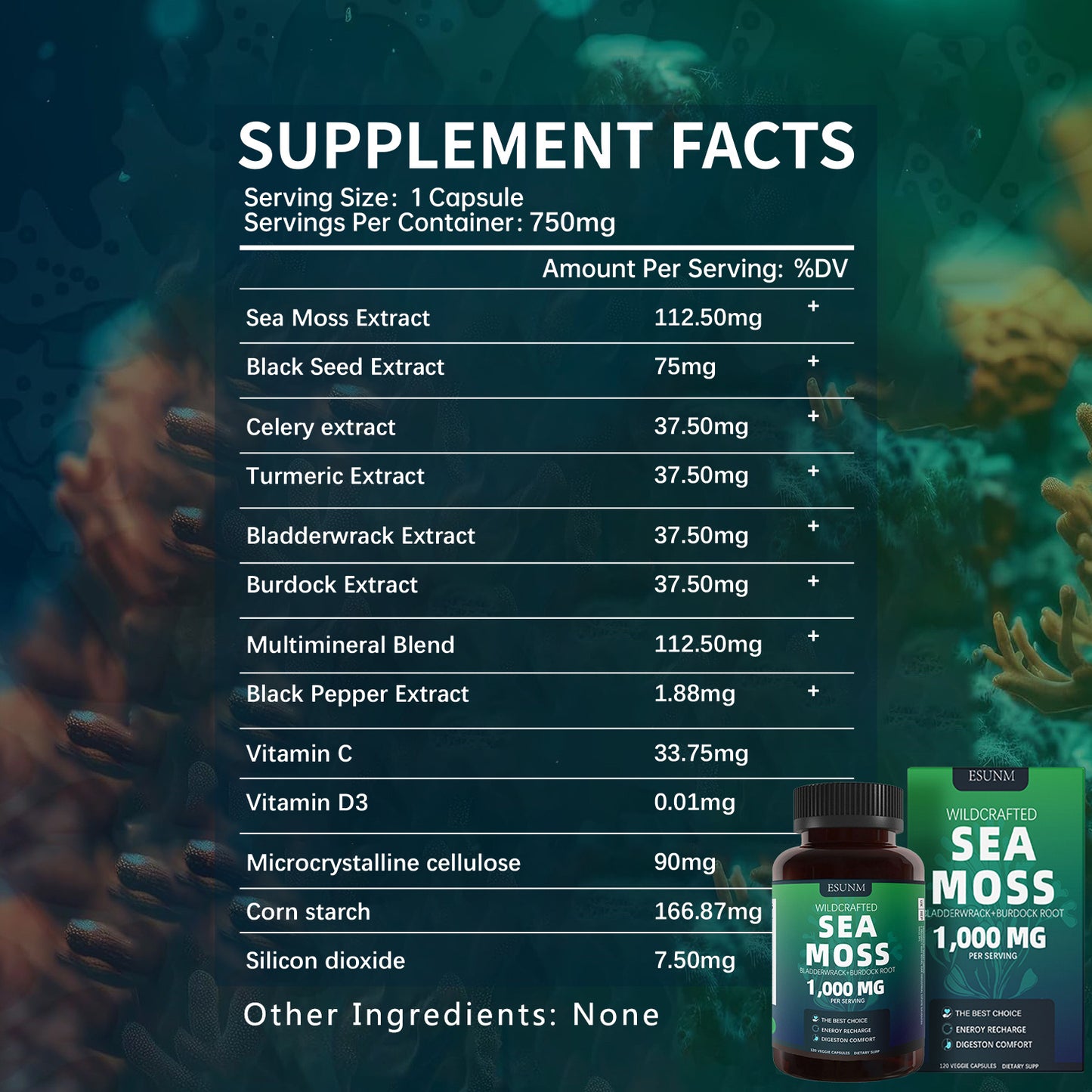 Gélules de vitamine composée d'algues