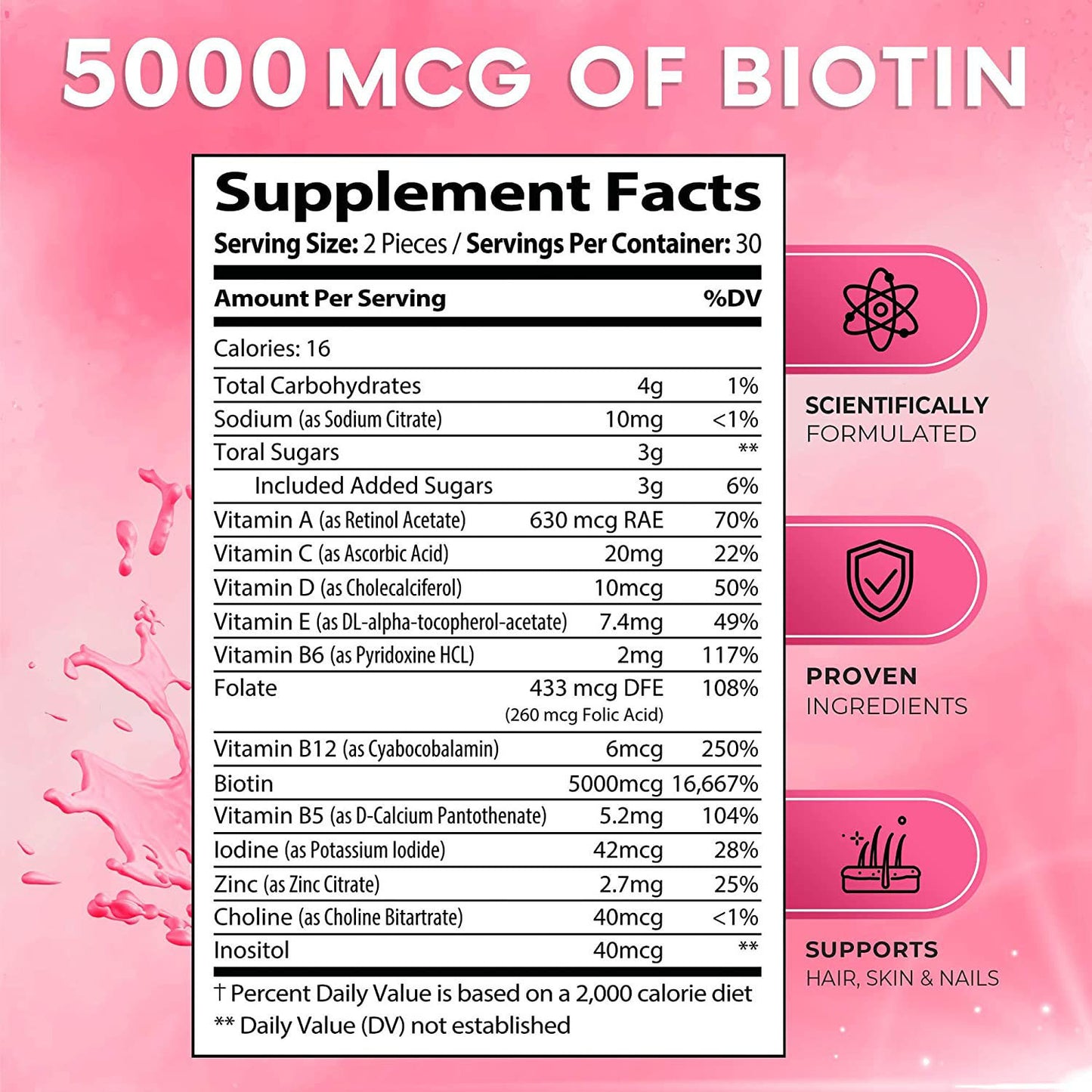 Biotin Gummies - Pousse des cheveux, Ongles