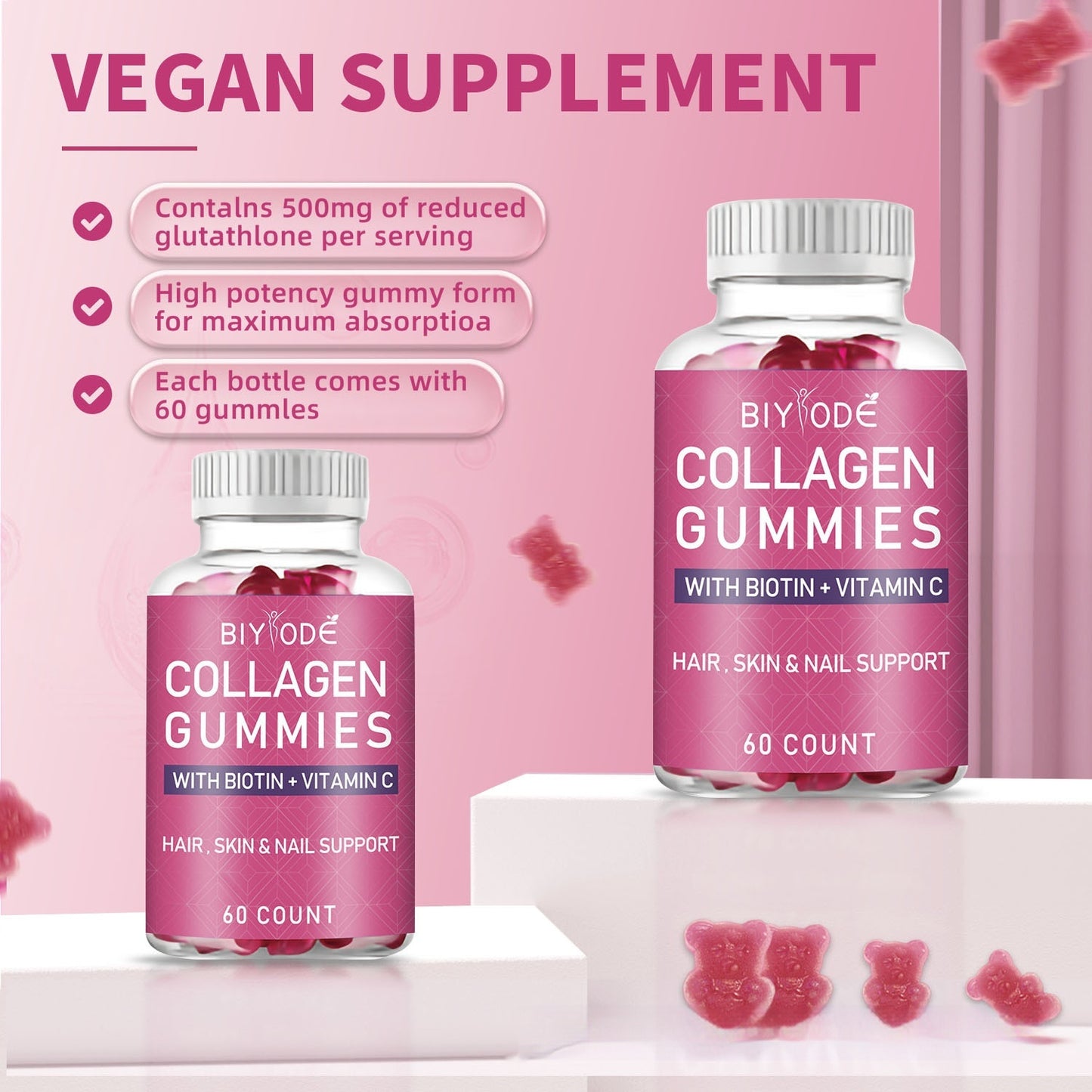 Gummies  blanchissants au collagène et à la biotine