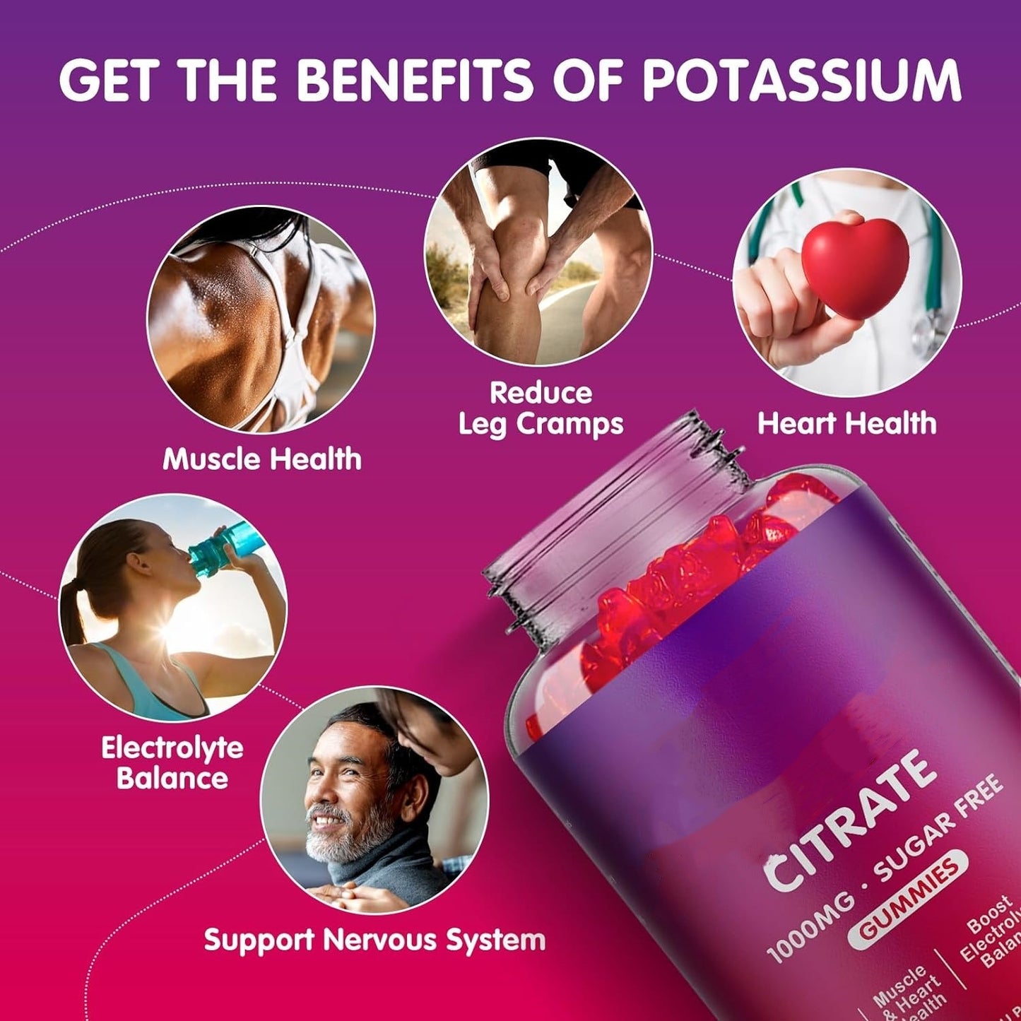 Potassium Citrate Gummies  1000 mg - sans sucre