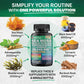 Gelules  Mousse de mer 7 000 mg,  Huile de graines noires 4 000 mg, Ashwagandha 2 000 mg, Curcuma 2 000 mg, Fucus vésiculeux 2 000 mg,  Bardane 2